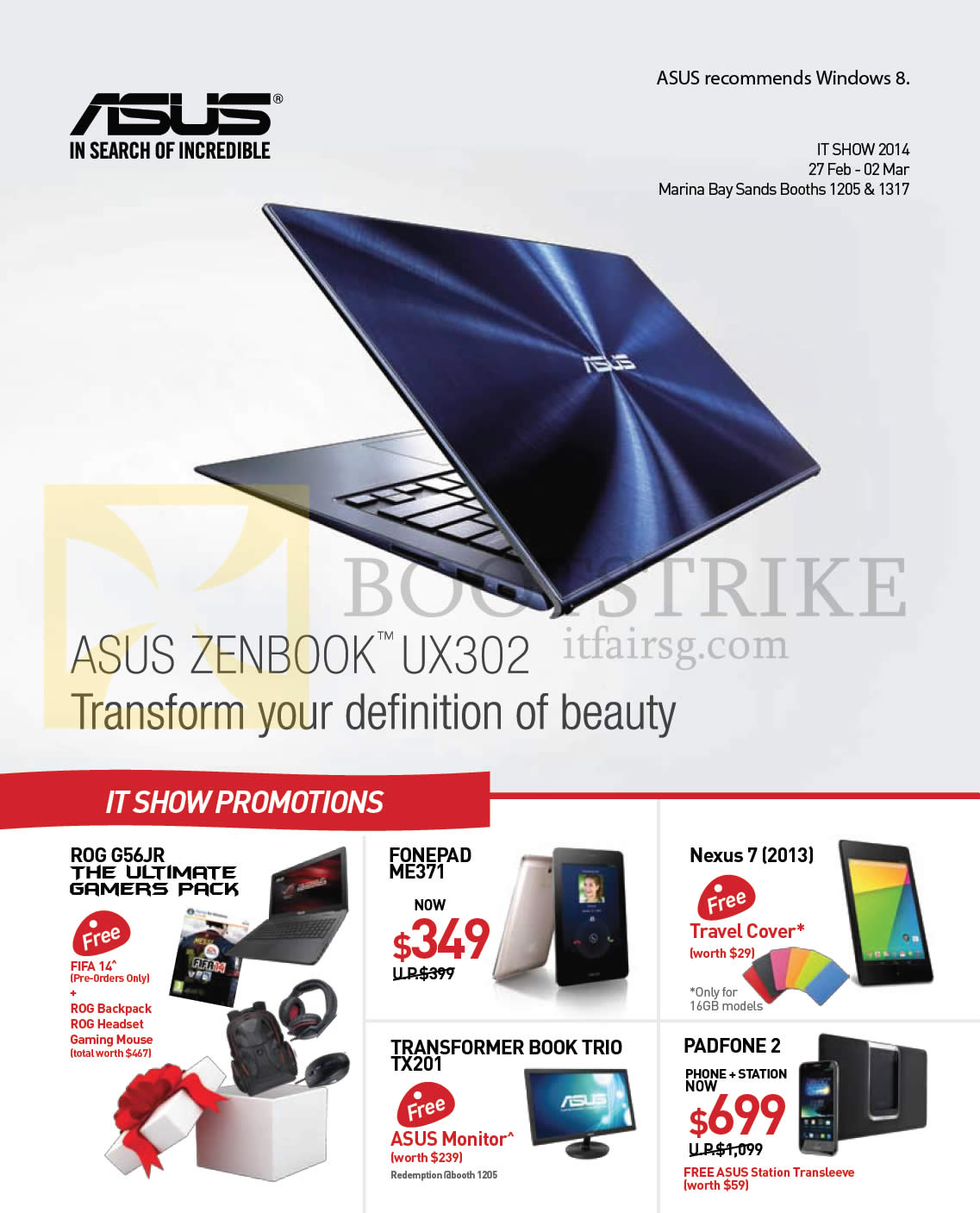 IT SHOW 2014 price list image brochure of ASUS Notebook Zenbook UX302, IT Show Offers