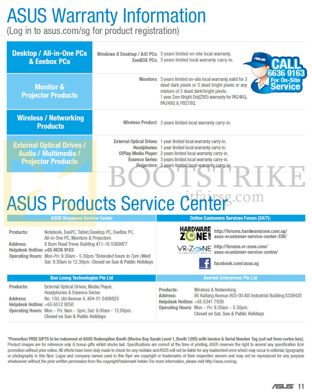 IT SHOW 2014 price list image brochure of ASUS Warranty Information, Products Service Centre