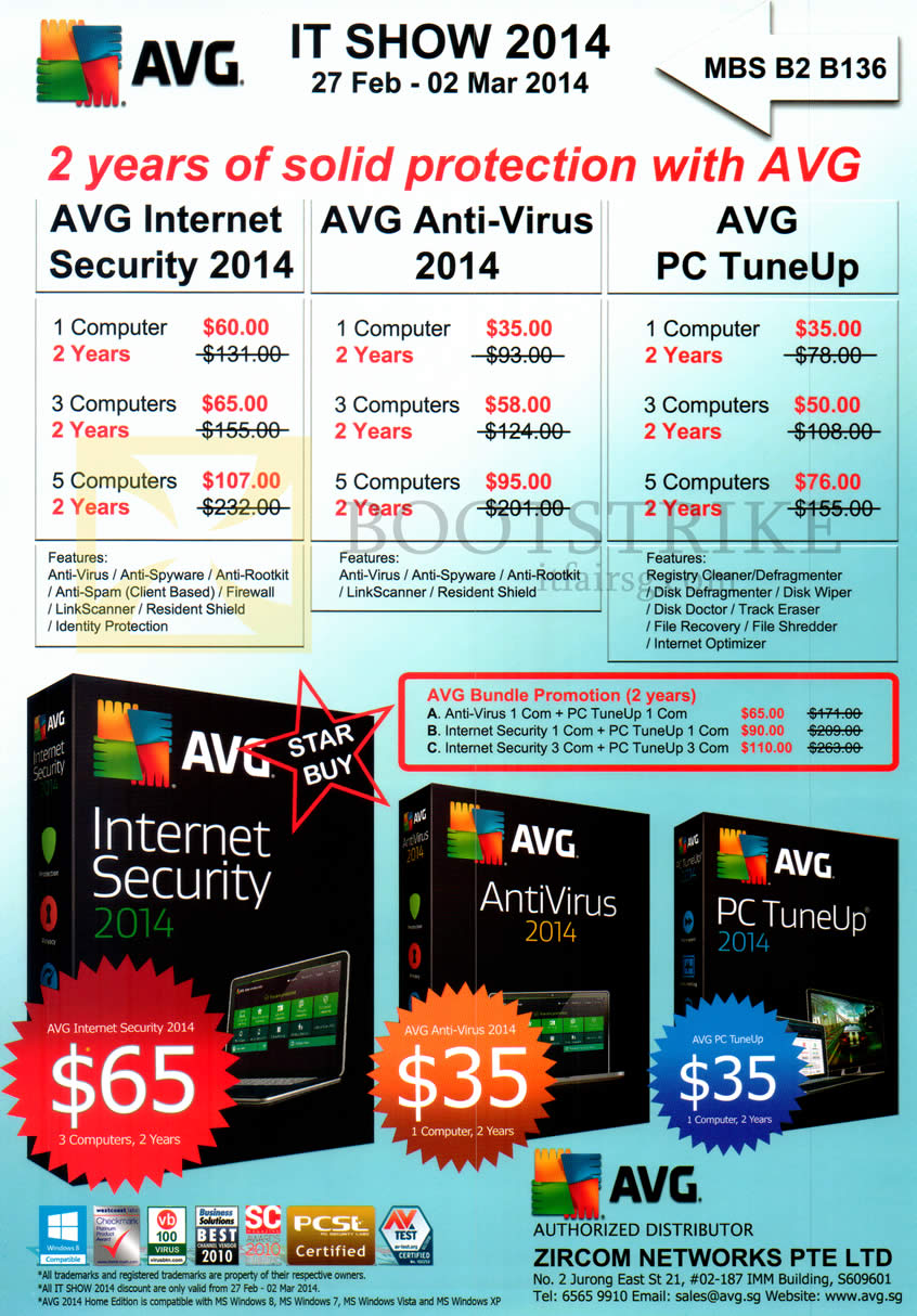 IT SHOW 2014 price list image brochure of AVG Internet Security Software 2014, Anti-Virus, AVG PC TuneUp