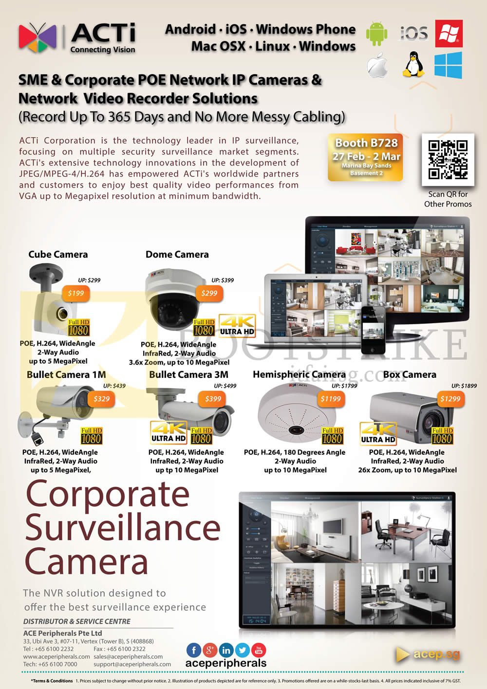 IT SHOW 2014 price list image brochure of Ace Peripherals ACTi IPCam Cameras, Cube Dome Hemispheric