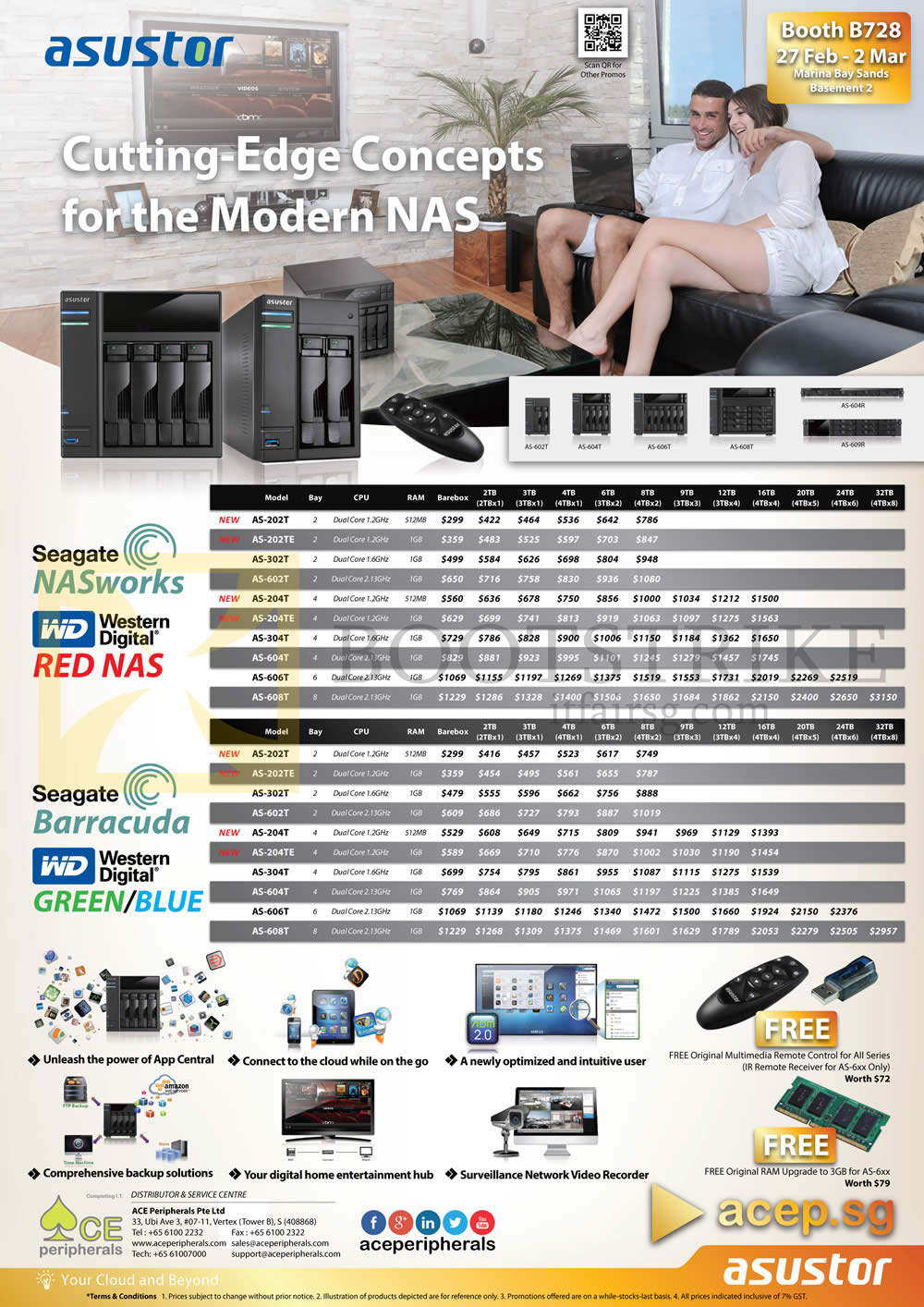 IT SHOW 2014 price list image brochure of Ace Peripherals NAS Asustor AS 202T AS 202TE AS 204T AS 204TE AS 302T AS 304T AS 602T AS 604T AS 606T AS 608T AS 604RS AS 609RS V5