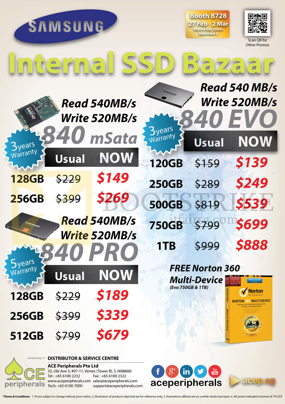IT SHOW 2014 price list image brochure of Ace Peripherals SSD Samsung 840 EVO MSata 120GB 250GB 500GB 750GB 1TB Pro 128GB 256GB 512GB