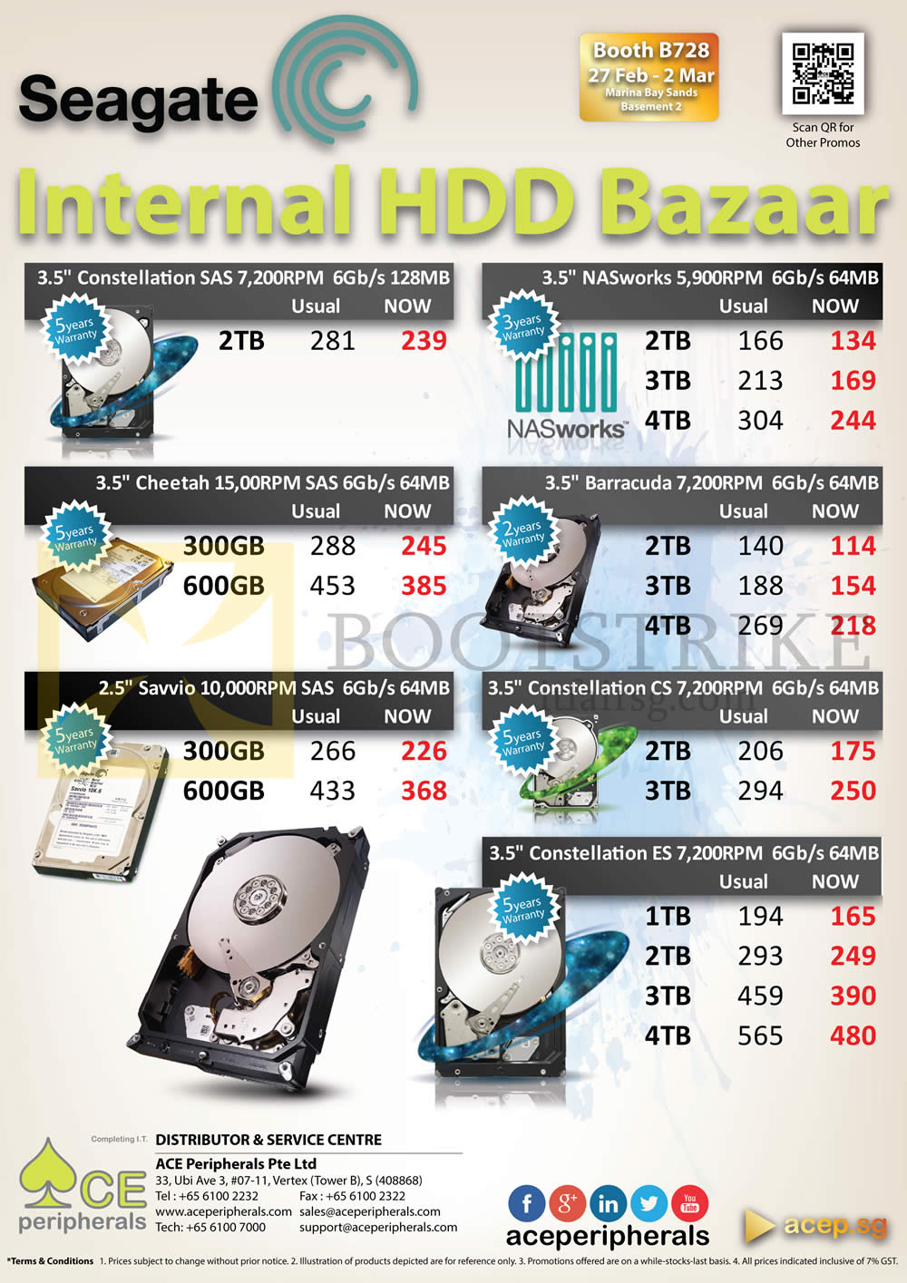 IT SHOW 2014 price list image brochure of Ace Peripherals Seagate Internal HDD HardDisk Barracuda NASworks 1TB 2TB 3TB 4TB V2, Savvio, Cheetah, Constellation