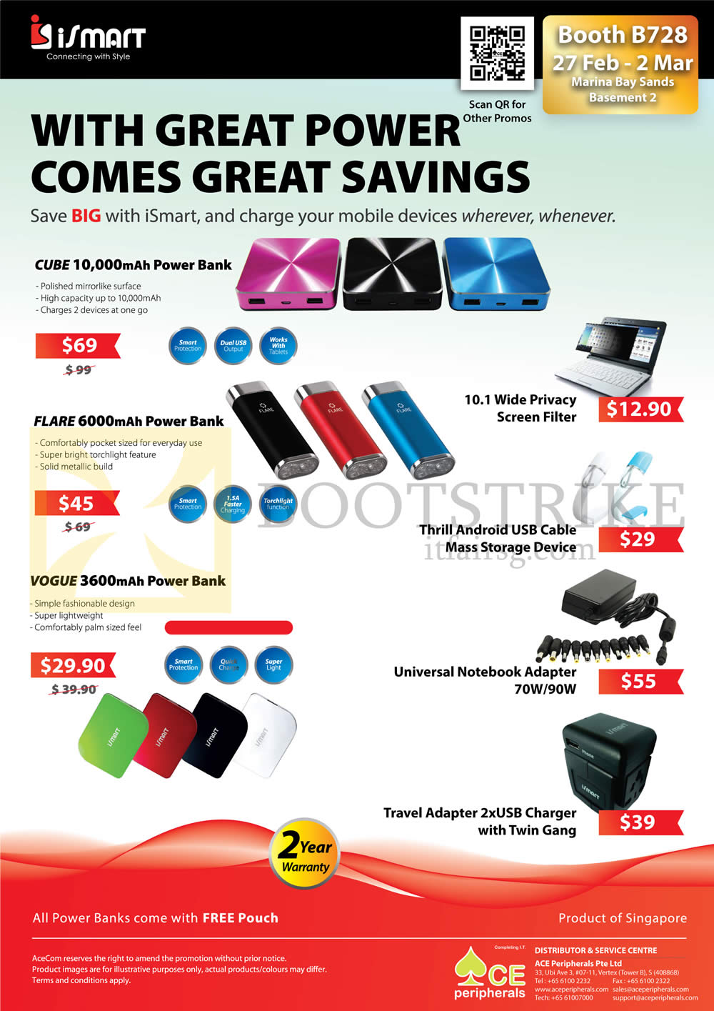 IT SHOW 2014 price list image brochure of Ace Peripherals ISmart Power Bank, Cube, Flare, Vogue