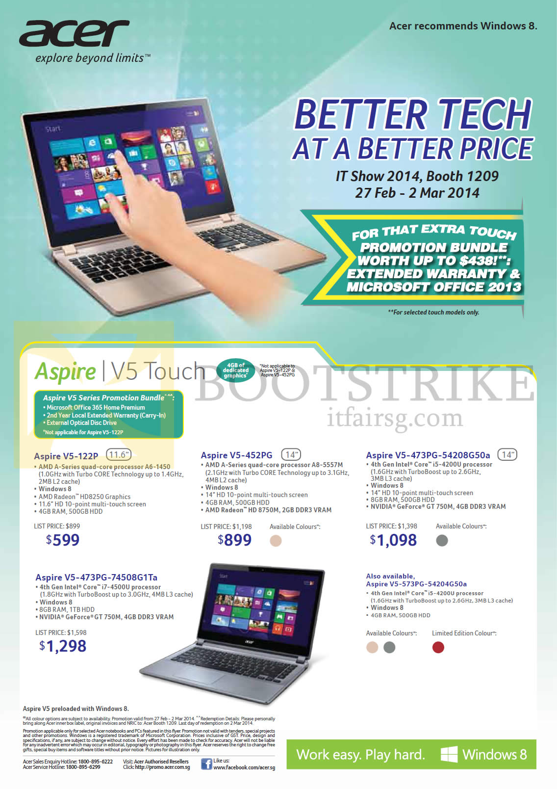 IT SHOW 2014 price list image brochure of Acer Notebooks Aspire V5-122P, 452PG, 473PG, 473PG