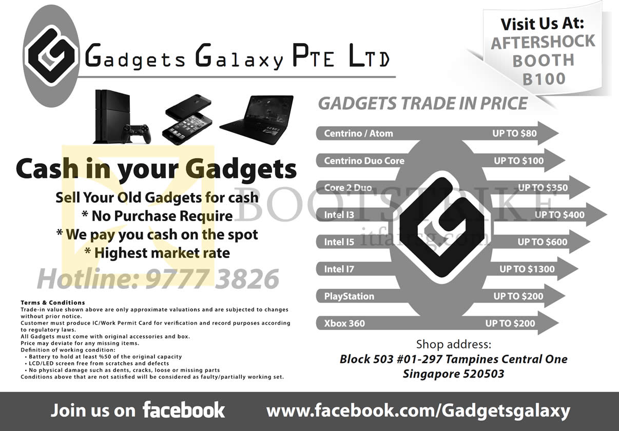 IT SHOW 2014 price list image brochure of Aftershock Gadgets Galaxy Trade In Notebooks, PlayStation, Xbox 360