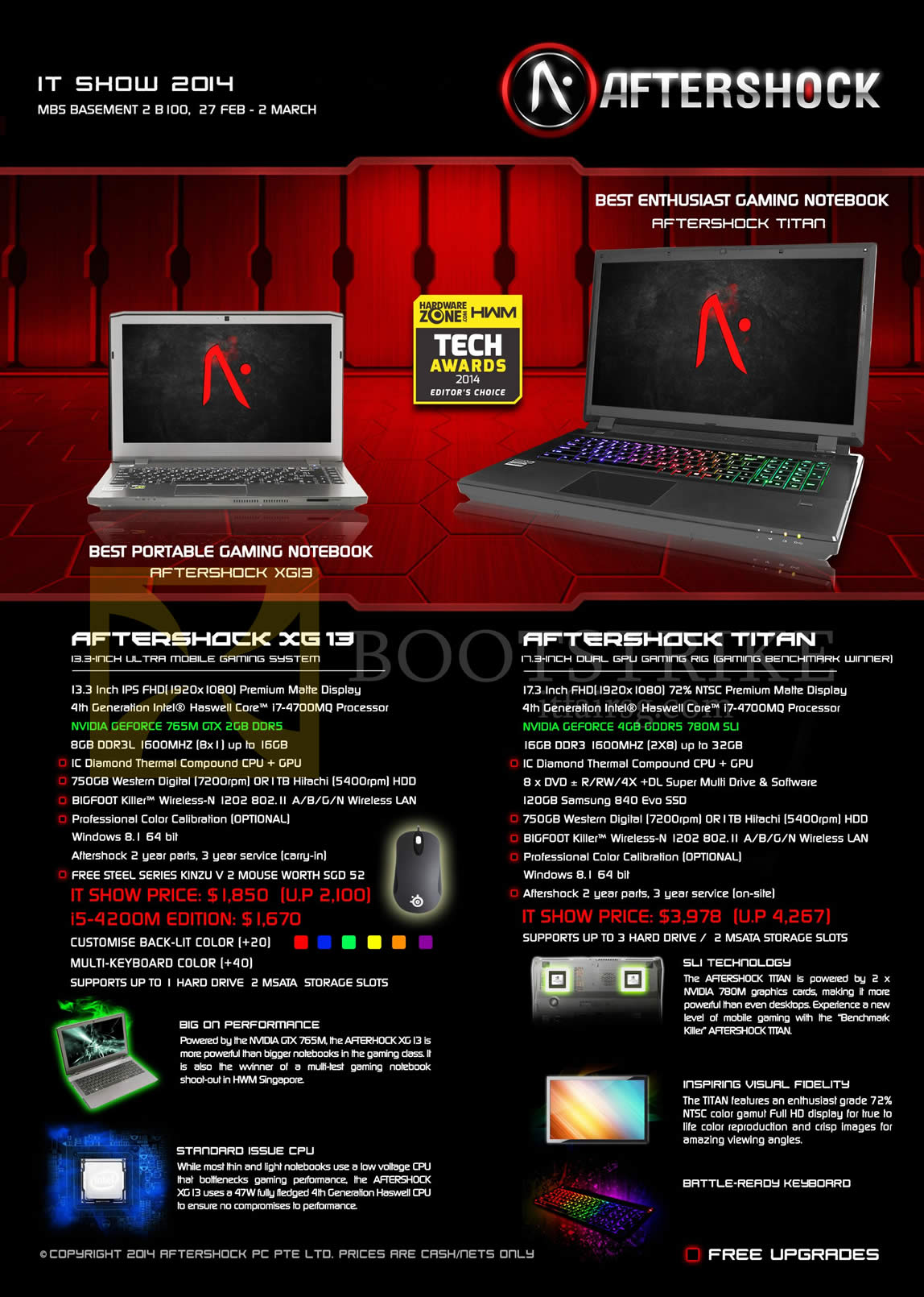 IT SHOW 2014 price list image brochure of Aftershock Notebooks XG13, Titan