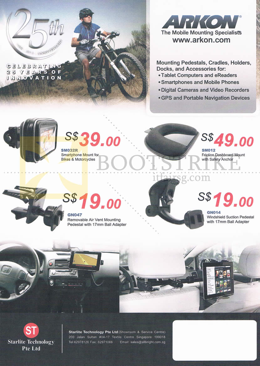 IT SHOW 2014 price list image brochure of Allbright Arkon Smartphone Mount Bicycle, Friction Dashboard, Air Vent, Windshield Suction Pedestal