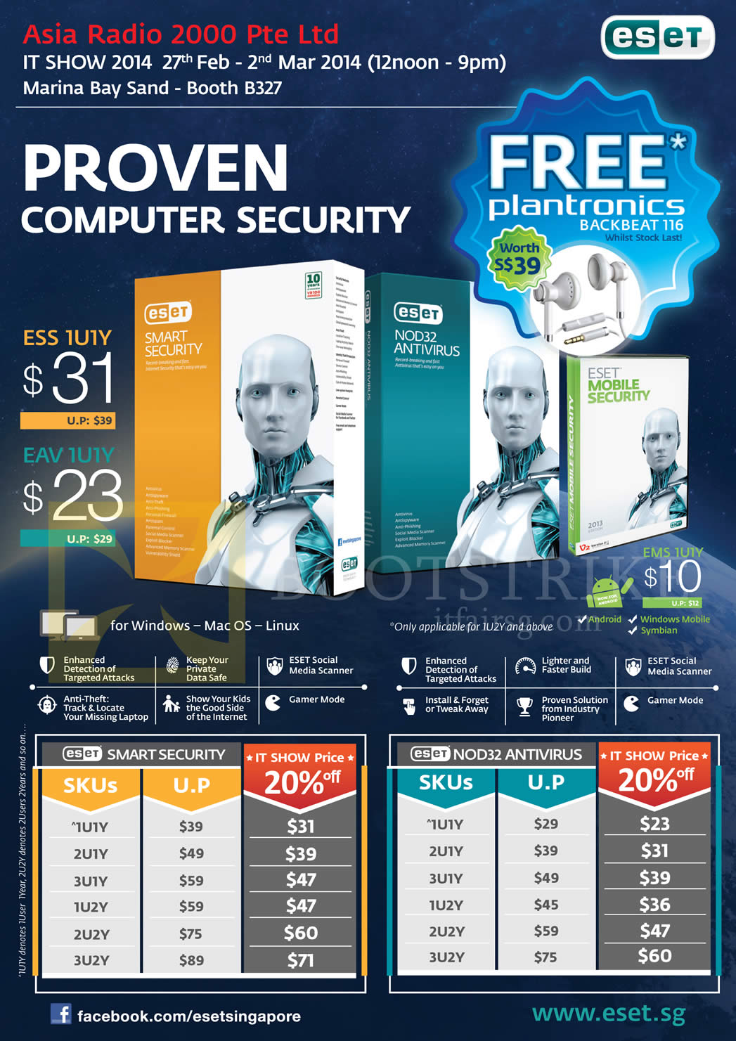 IT SHOW 2014 price list image brochure of Asia Radio ESET Software Smart Security, Nod32 Antivirus, Mobile Security