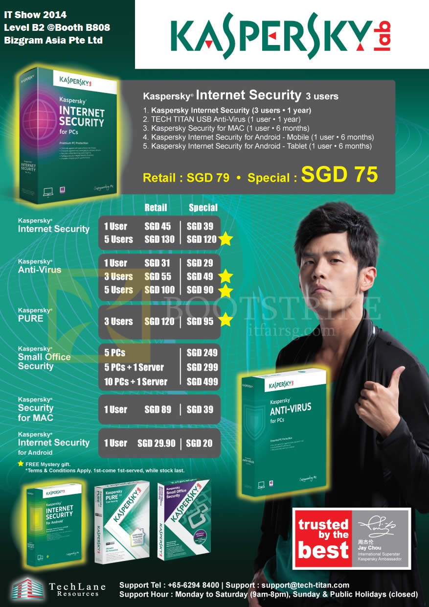 IT SHOW 2014 price list image brochure of Bizgram Kaspersky Software Internet Security, Anti-Virus, Pure, Small Office, Mac