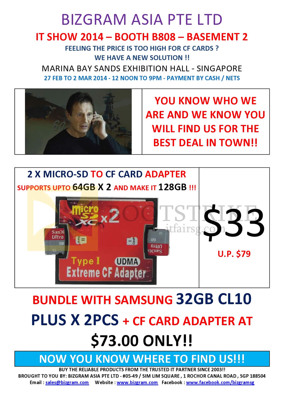 IT SHOW 2014 price list image brochure of Bizgram MicroSD CompactFlash CF Adapter
