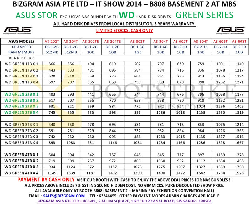IT SHOW 2014 price list image brochure of Bizgram NAS Asustor WD Western Digital HDD Green Bundles
