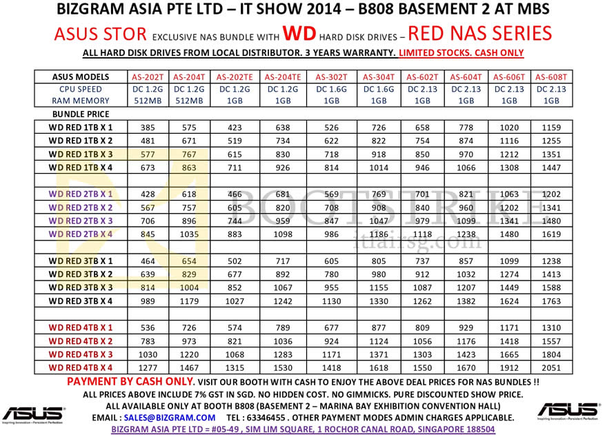IT SHOW 2014 price list image brochure of Bizgram NAS Asustor WD Western Digital HDD Red Bundles