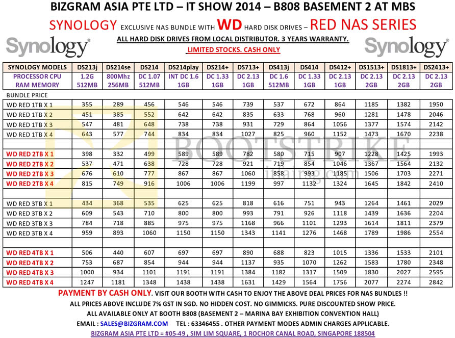 IT SHOW 2014 price list image brochure of Bizgram NAS Synology DiskStation WD Western Digital HDD Red Bundles