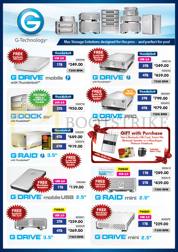 IT SHOW 2014 price list image brochure of Convergent G Technology G Drive External Storage, Dock, Raid, Mobile EV Pro USB Mini 1TB 2TB 4TB 8TB