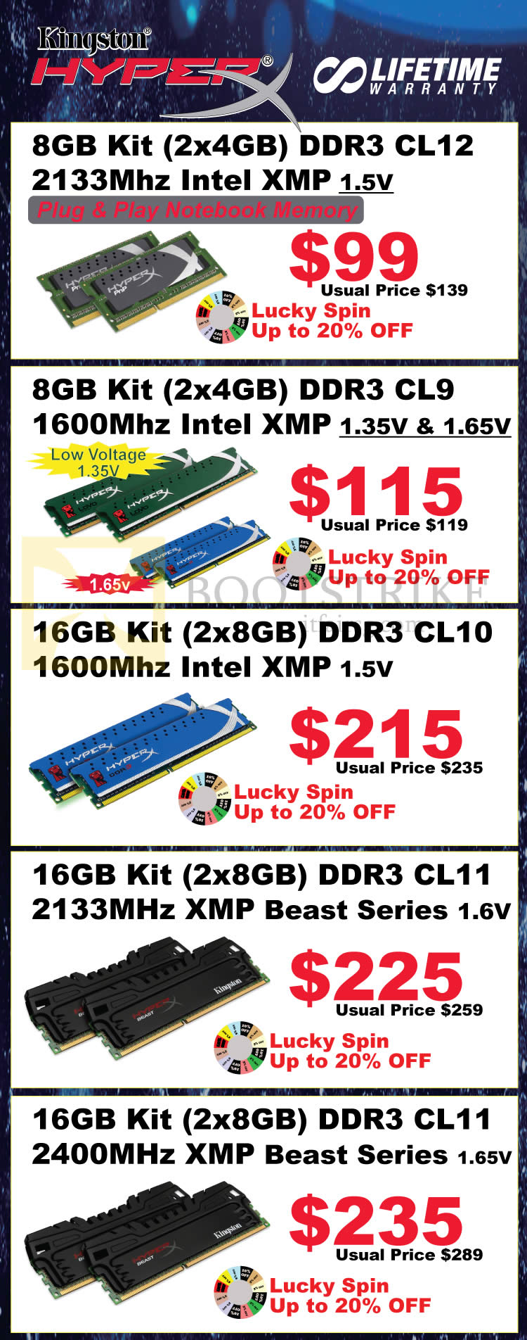 IT SHOW 2014 price list image brochure of Convergent Kingston HyperX DDR3 RAM 8GB, 16GB