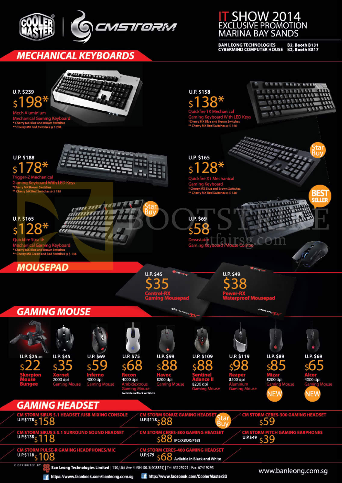 IT SHOW 2014 price list image brochure of Cooler Master CMStorm Mechanical Keyboards, Mousepads, Gaming Mouse, Headsets, Quickfire, Aluminum, Devastator, Xornet, Recon, Sirus