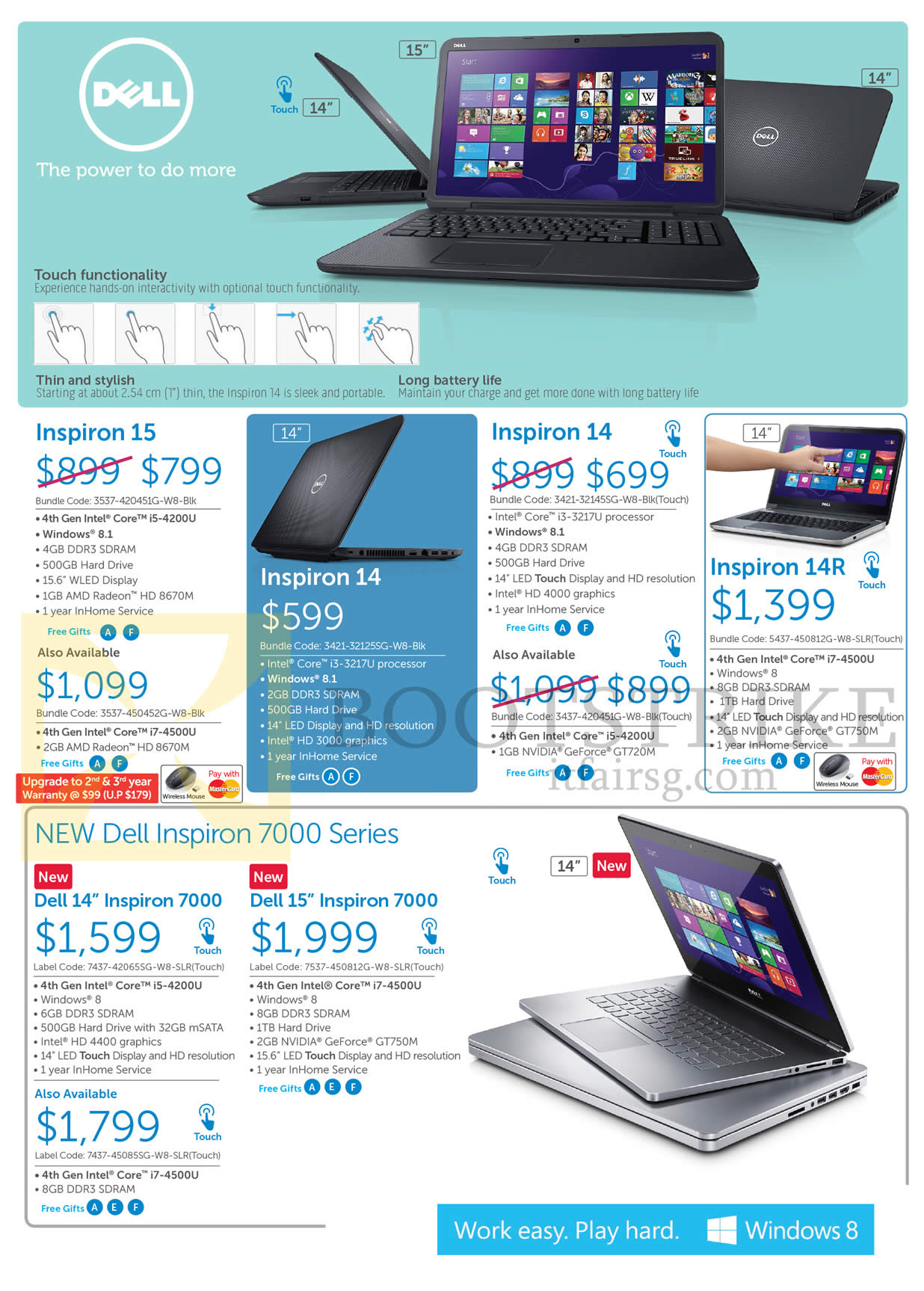 IT SHOW 2014 price list image brochure of Dell Notebooks Inspiron 15, Inspiron 14, Inspiron 7000