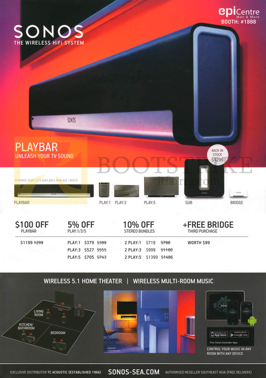 IT SHOW 2014 price list image brochure of Epicentre Sonos Playbar, Sub, Bridge