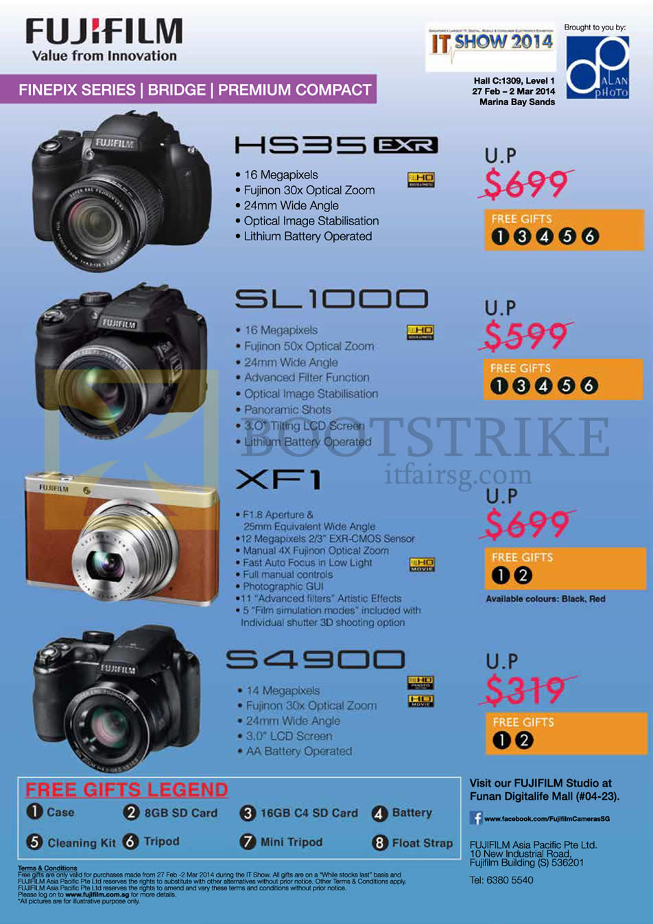 Fujifilm Digital Cameras (No Prices) HS35 EXR, SL1000, XF1, IT 2014 Price Brochure Flyer
