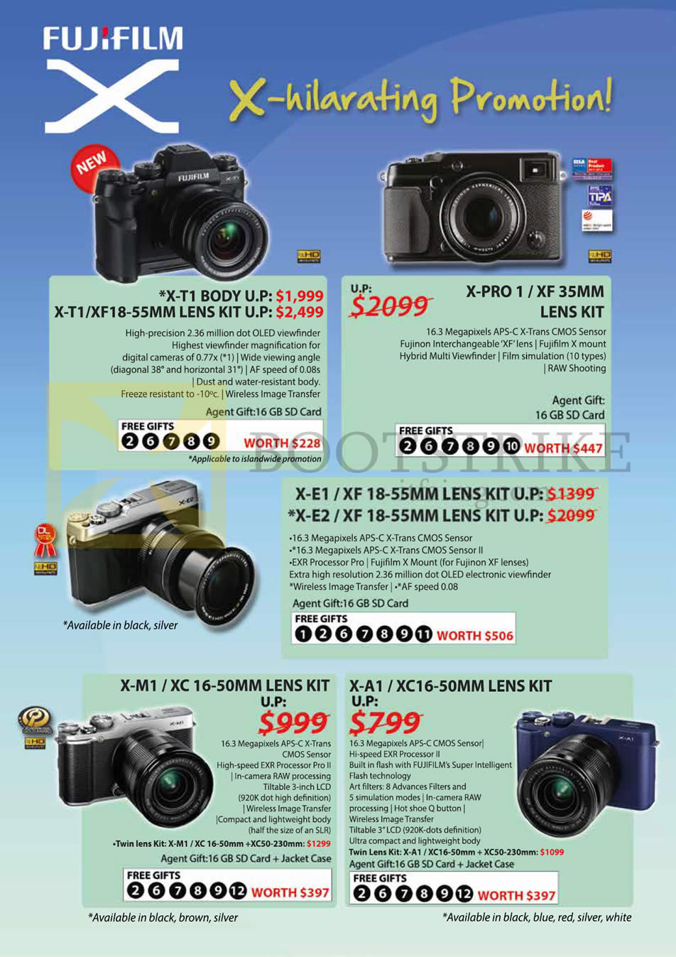 IT SHOW 2014 price list image brochure of Fujifilm Digital Cameras (No Prices) X-T1, X-PRO1, E-E1, X-E2, X-M1, X-A1