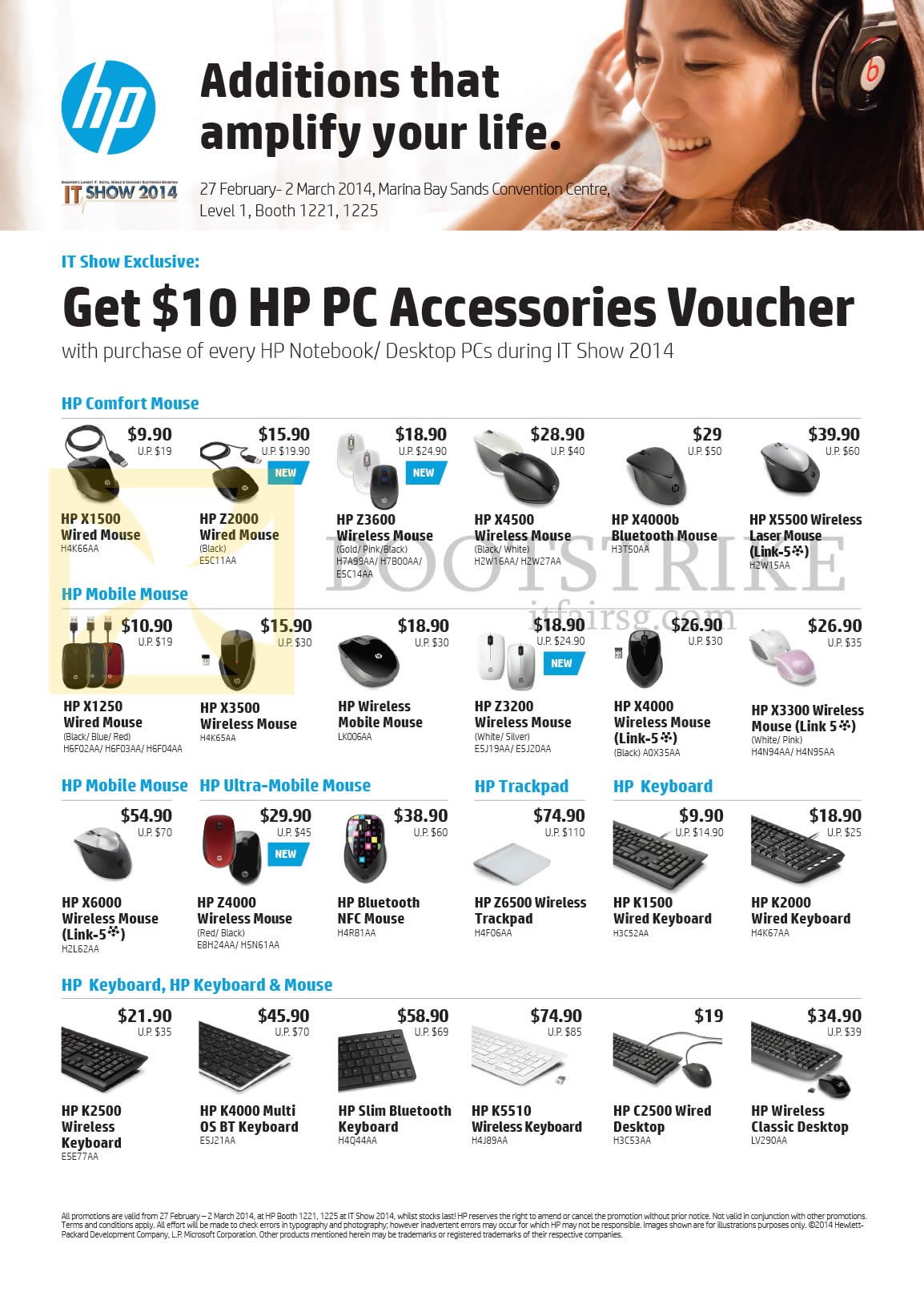 IT SHOW 2014 price list image brochure of HP Accessories Mouse, Keyboards, X1500, Z2000, Z3600, X4000b, X5500, X3300, X4000, Z3200, X3500, X1250, X6000, Z4000, Z6500, K1500, K2000, K2500, K4000, K5510, C2500