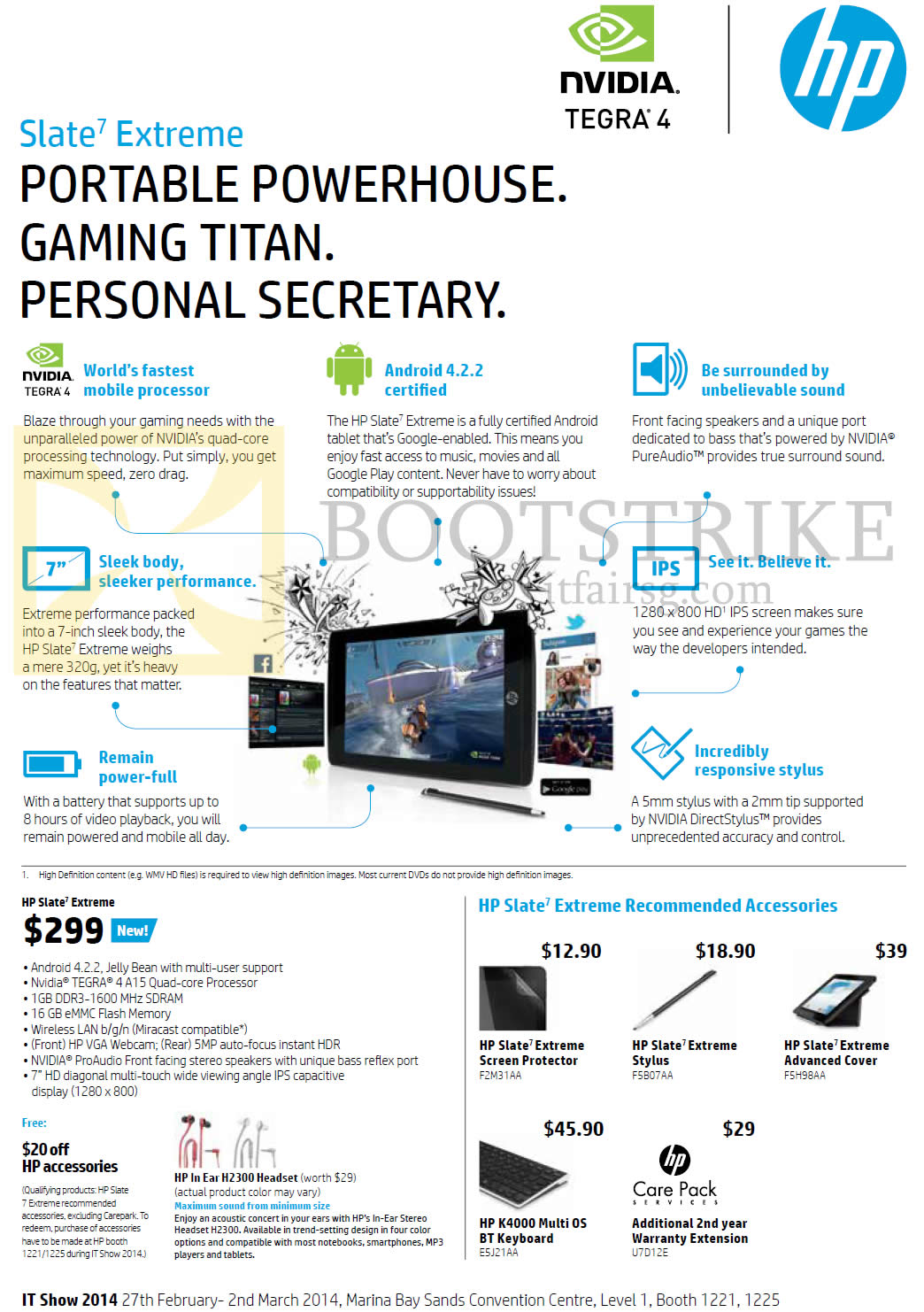 IT SHOW 2014 price list image brochure of HP Tablet Slate Extreme, Accessories, Features