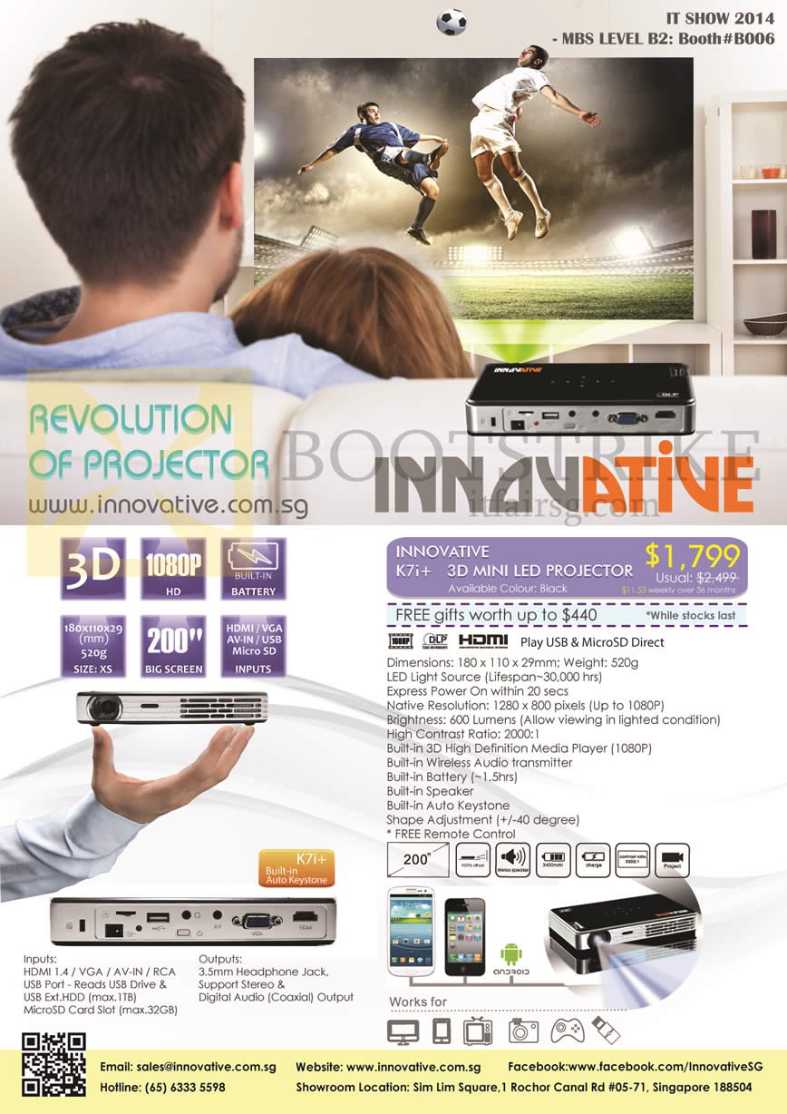 IT SHOW 2014 price list image brochure of Innovative Mini LED Projector K7i Plus