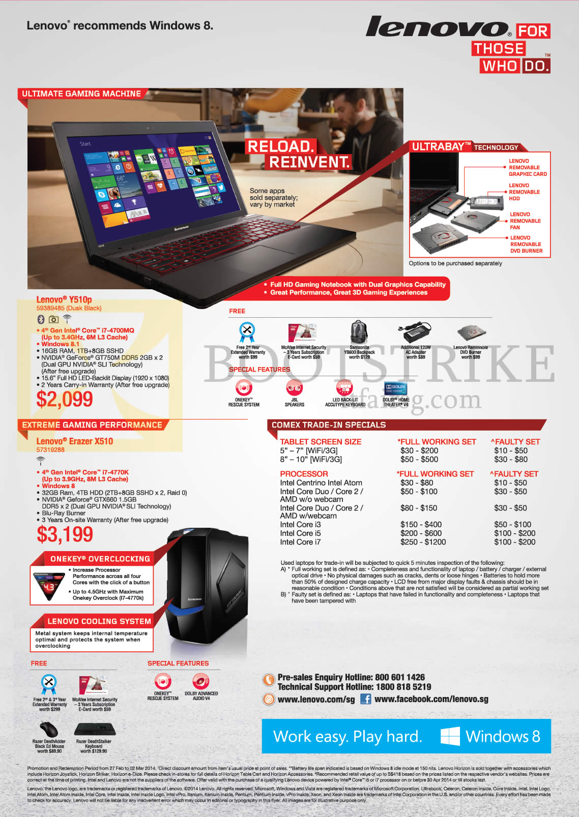 IT SHOW 2014 price list image brochure of Lenovo Desktop PC Erazer X510, Notebook Y510p, Trade-In