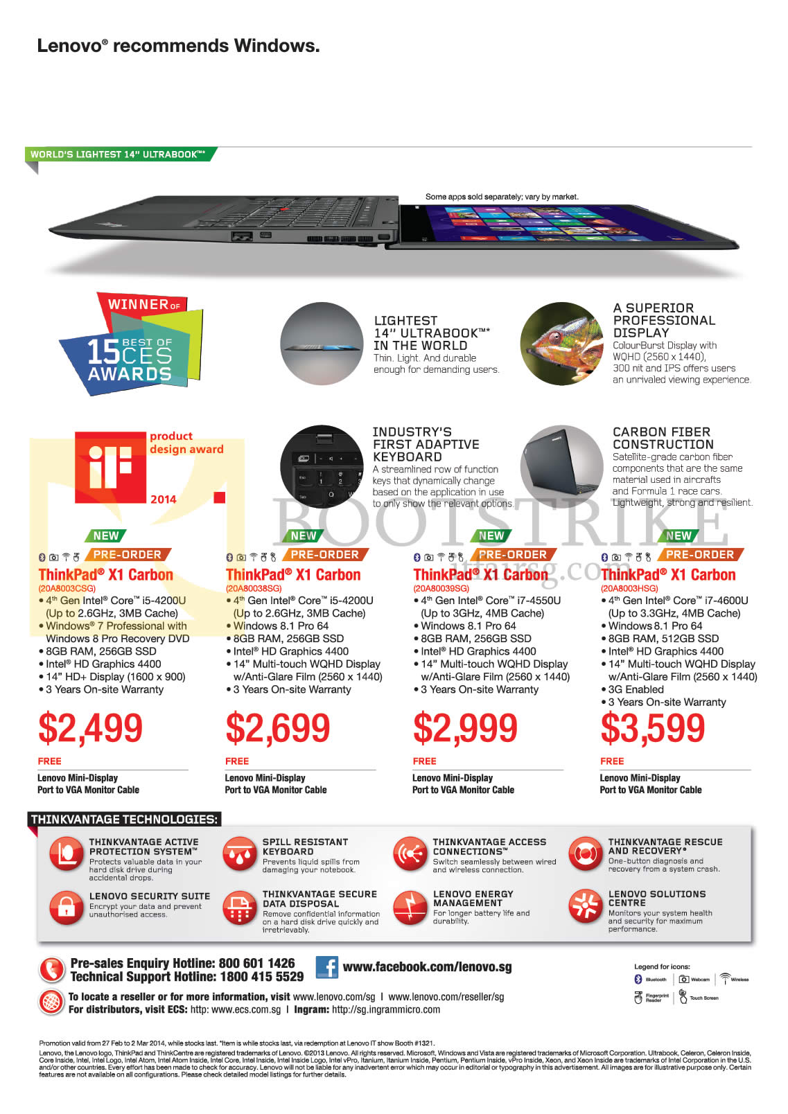 IT SHOW 2014 price list image brochure of Lenovo Notebooks Thinkpad X1 Carbon 20A8003CSG, 20A80038CG, 20A80039SG, 20A8003HSG