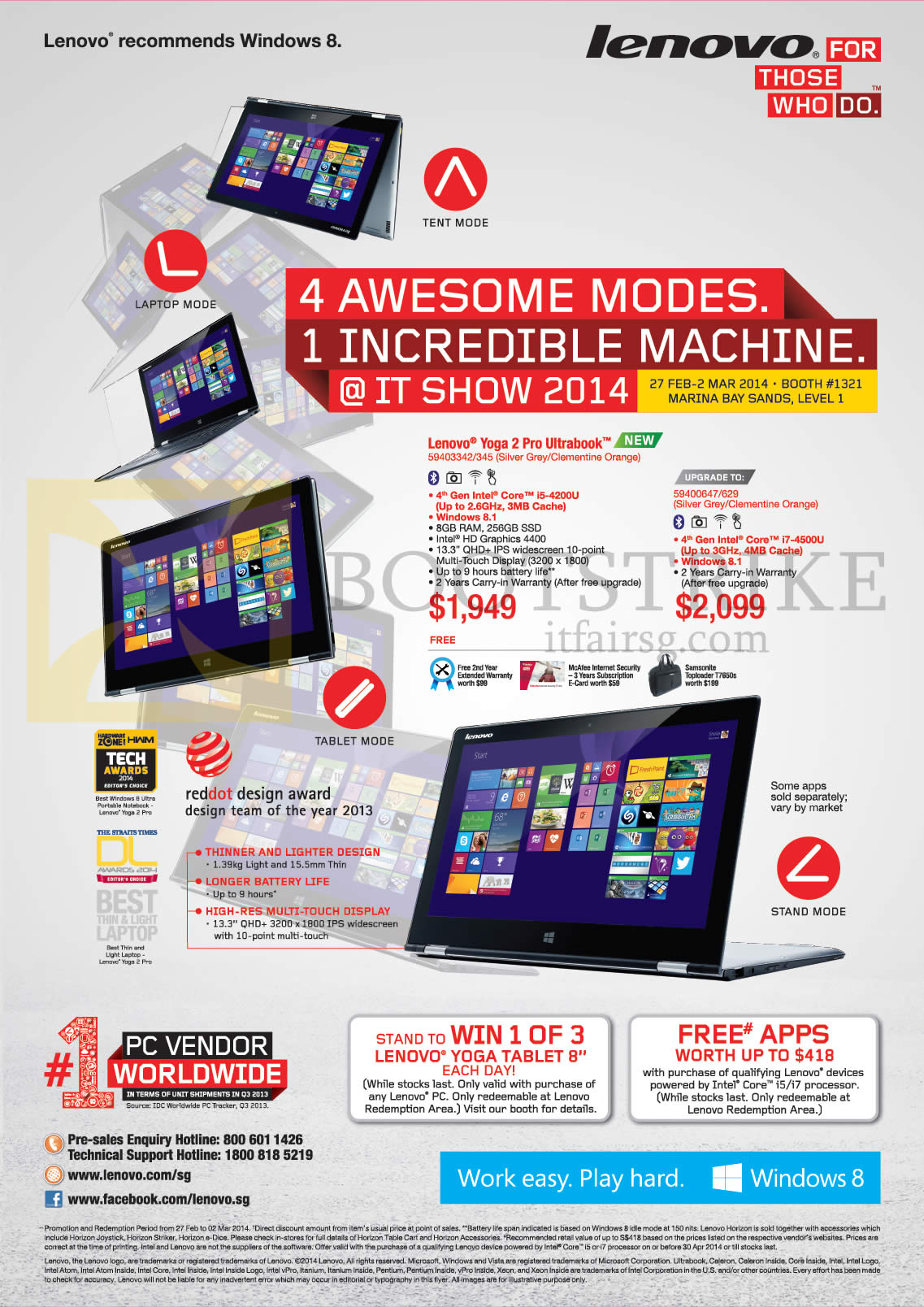 IT SHOW 2014 price list image brochure of Lenovo Notebooks Yoga 2 Pro