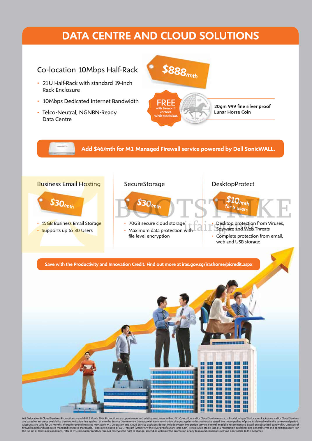 IT SHOW 2014 price list image brochure of M1 Business Data Centre Co-Location, Cloud, Email Hosting, SecureStorage, DesktopProject