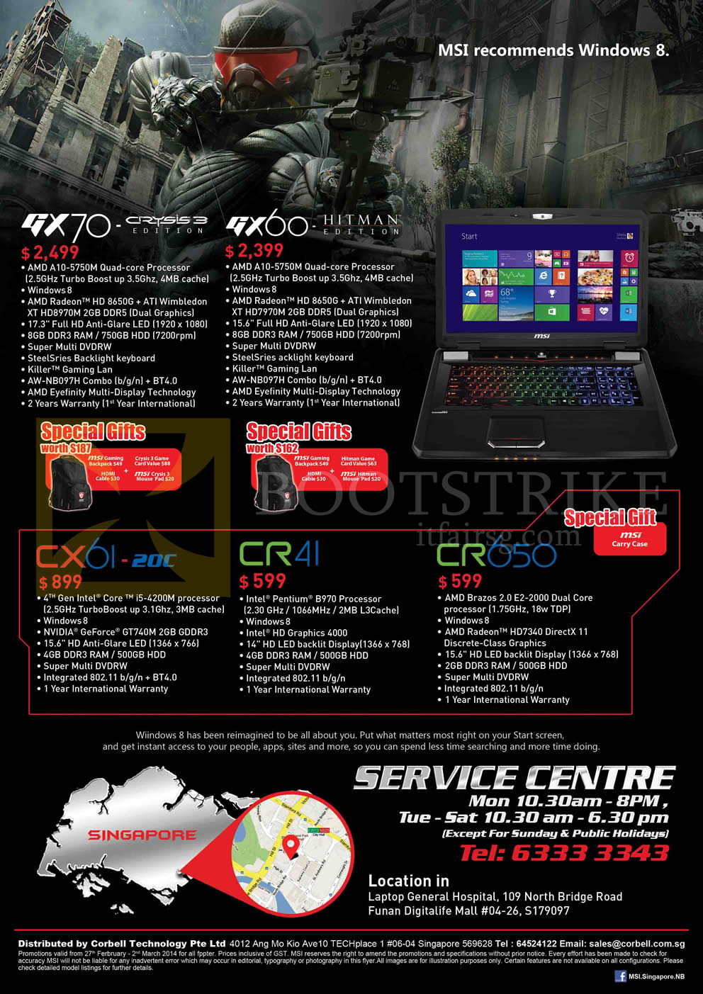 IT SHOW 2014 price list image brochure of MSI Notebooks GX70, GX60, CX61-20C, CR41, CR650