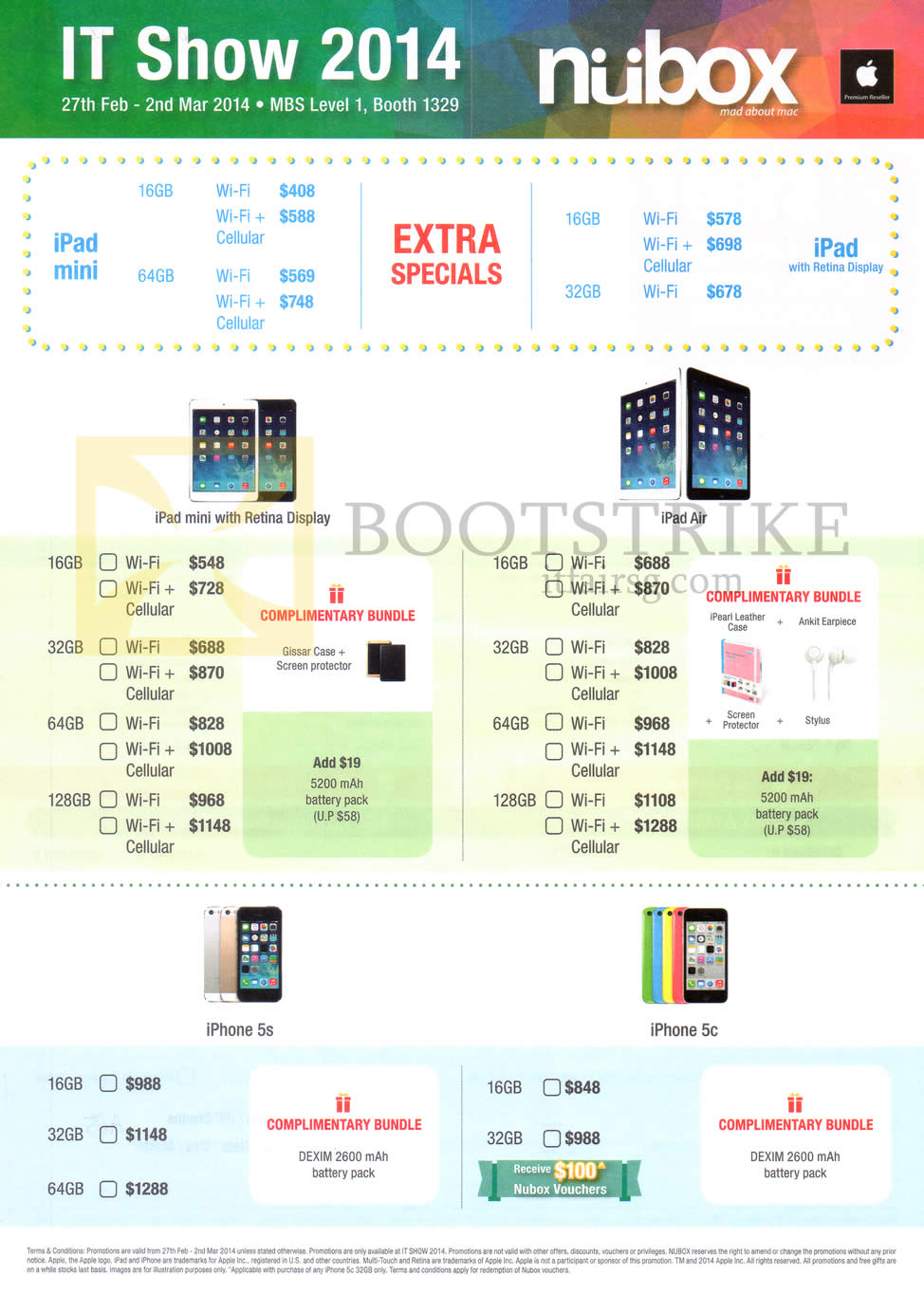IT SHOW 2014 price list image brochure of Nubox Apple IPad Mini, Apple IPad Air, Apple IPhone 5S, Apple IPhone 5C
