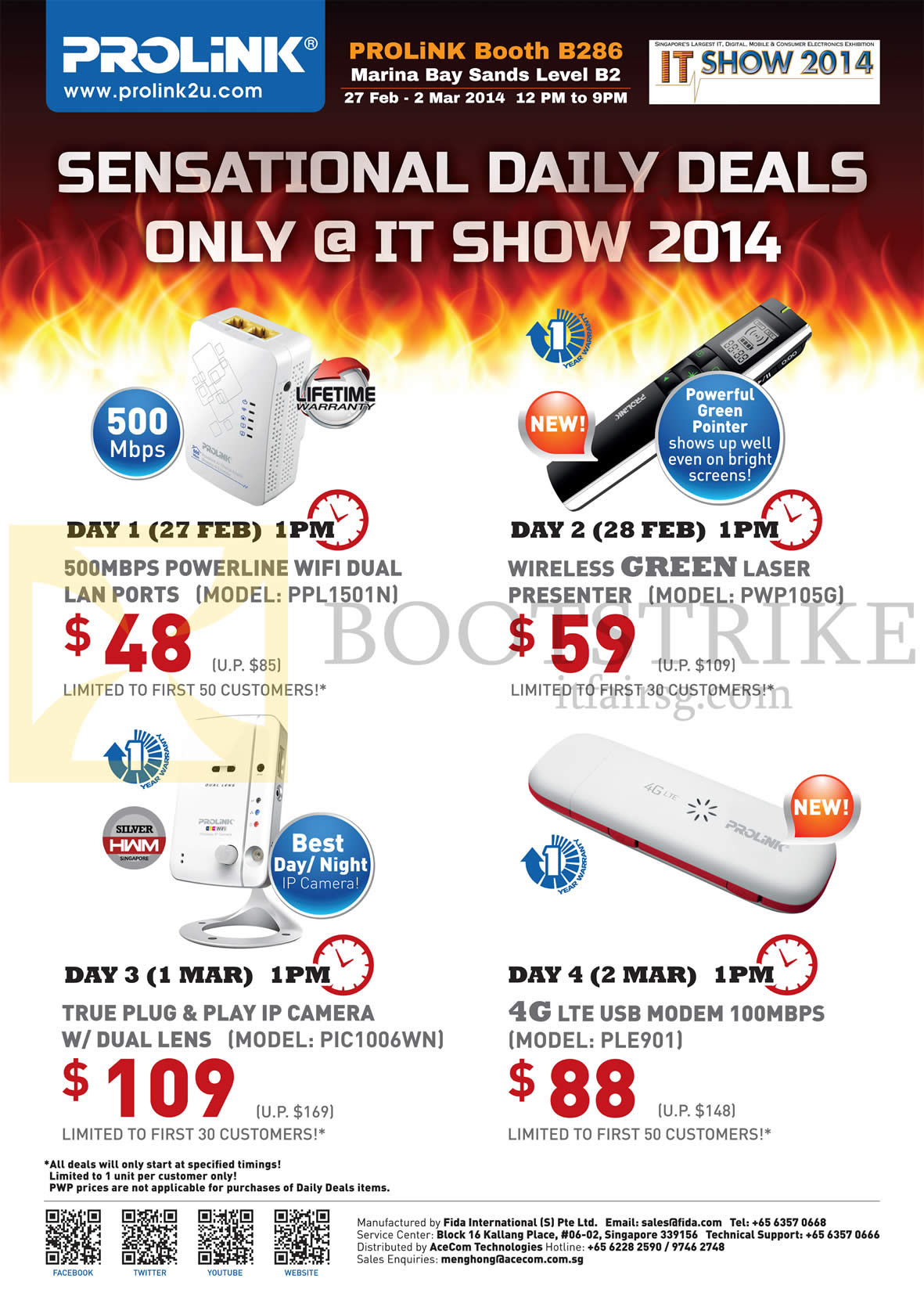 IT SHOW 2014 price list image brochure of Prolink Cybermind Sensational Daily Deals, Powerline, Presenter, IPCam, 4G Modem
