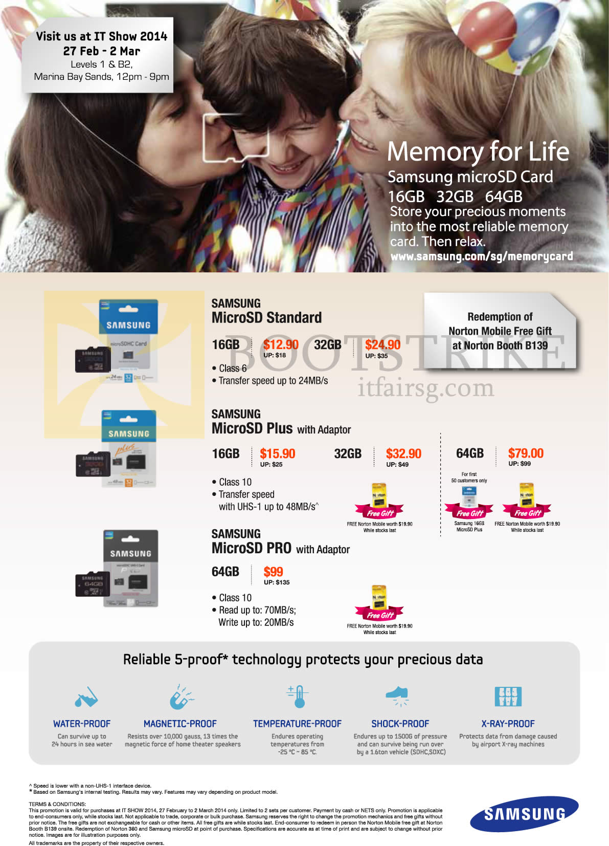 IT SHOW 2014 price list image brochure of Samsung Flash Memory MicroSD Standard, Plus, Pro