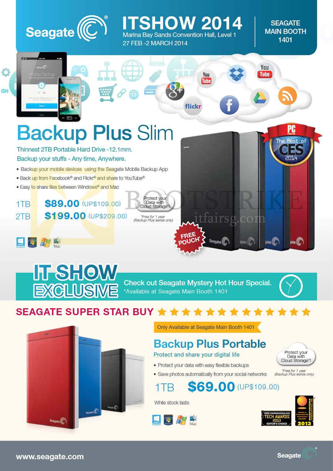 IT SHOW 2014 price list image brochure of Seagate External Storage Backup Plus Slim 1TB 2TB, Portable