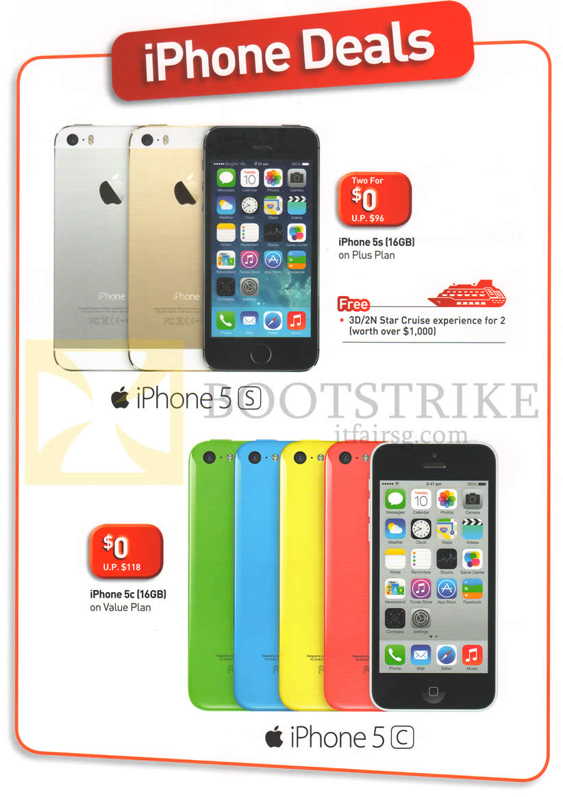 IT SHOW 2014 price list image brochure of Singtel Business Apple IPhone 5s, Apple IPhone 5c