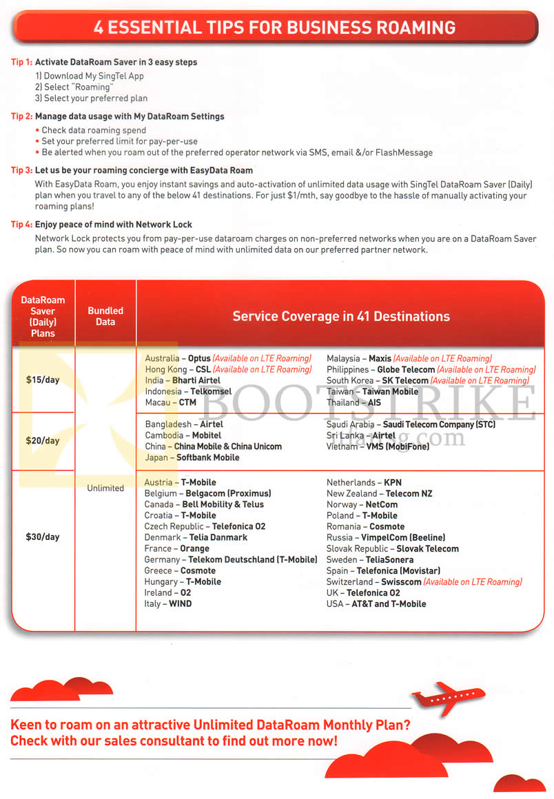 IT SHOW 2014 price list image brochure of Singtel Business Mobile DataRoam Saver, EasyData Roam, Network Lock, Essential Tips For Business Roaming