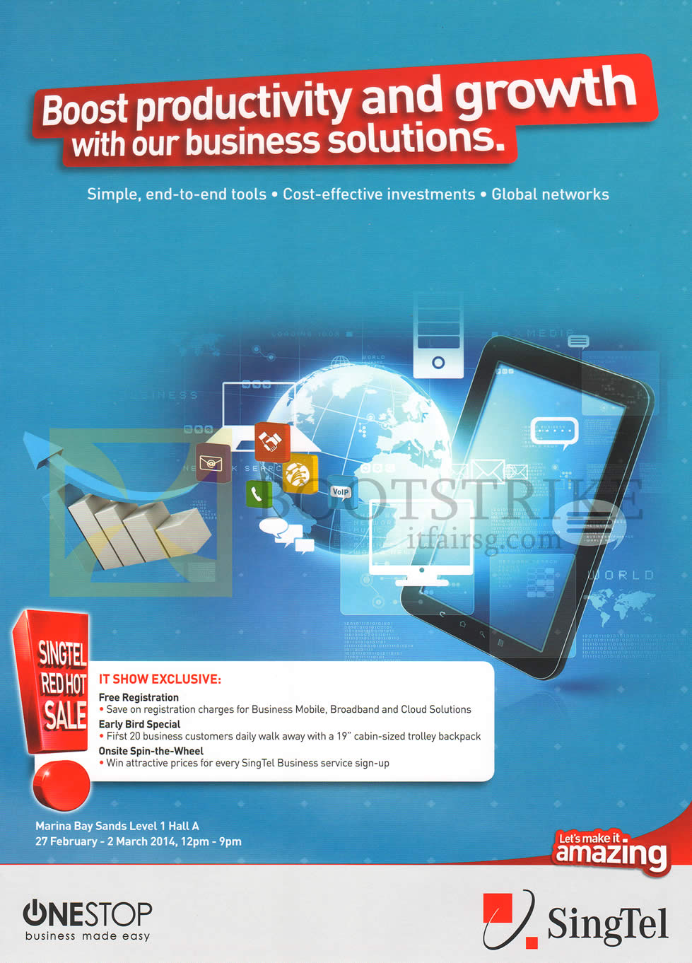 IT SHOW 2014 price list image brochure of Singtel Business, Free Registration, Early Bird Special, Spin-the-Wheel