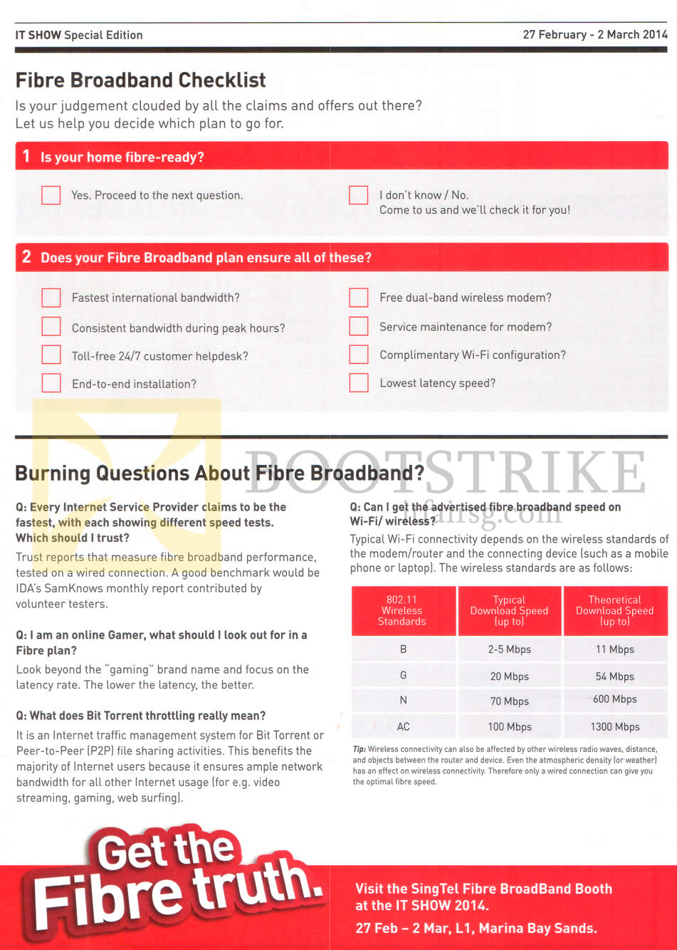 IT SHOW 2014 price list image brochure of Singtel Fibre Broadband Checklist, FAQs