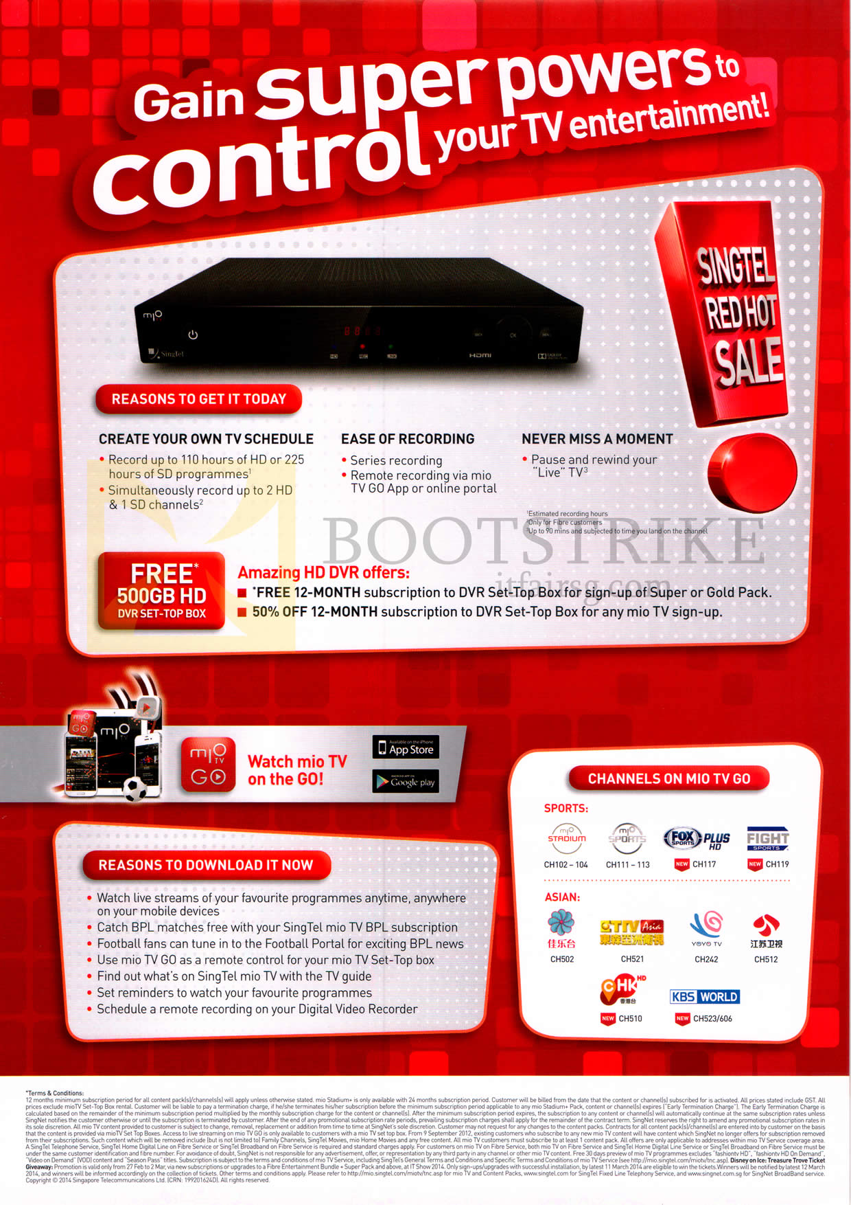 IT SHOW 2014 price list image brochure of Singtel Mio TV HD DVR Features, Mio TV Go