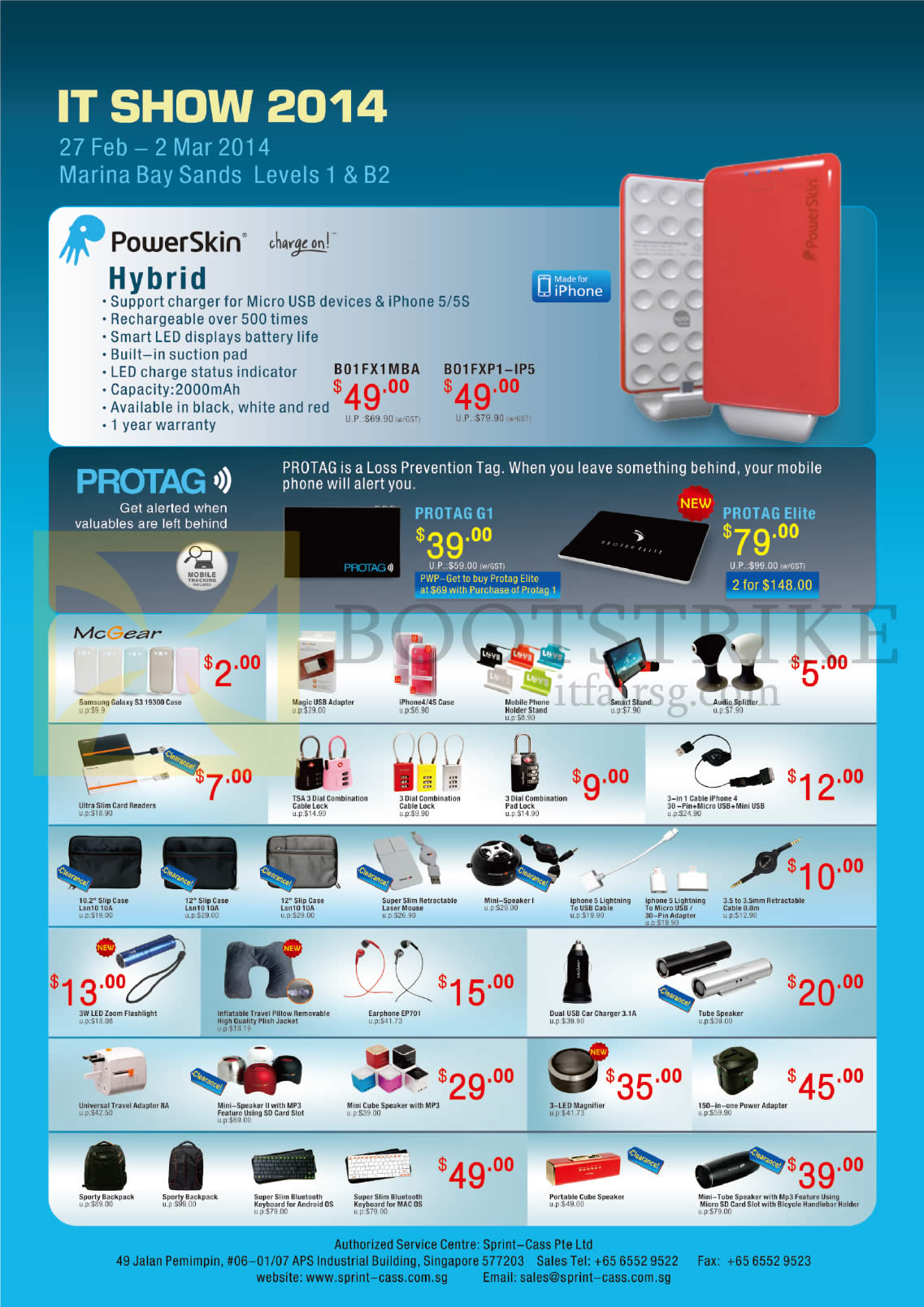 IT SHOW 2014 price list image brochure of Sprint-Cass PowerSkin Hybrid HDD, Protag G1 Elite, Accessories, McGear