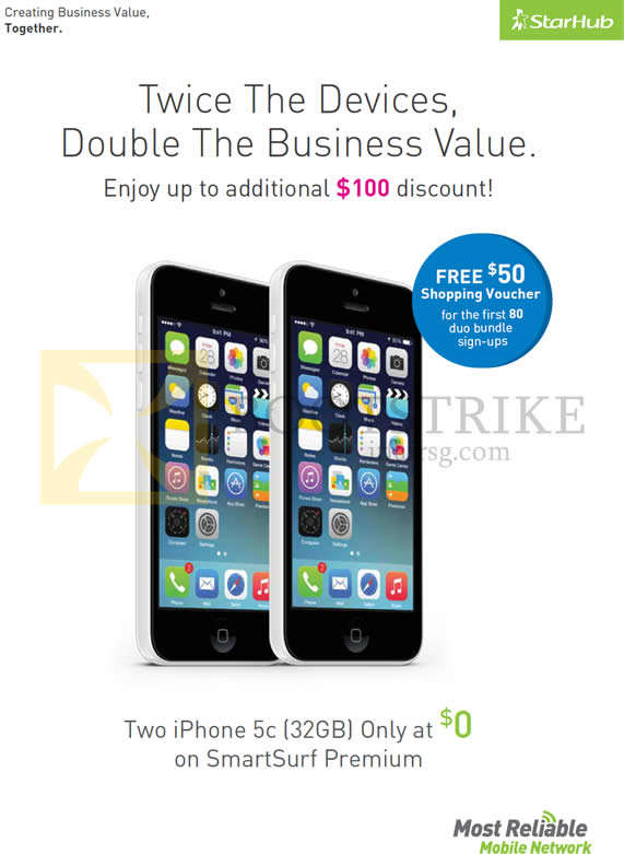 IT SHOW 2014 price list image brochure of StarHub Business Apple IPhone 5C Duo Bundle