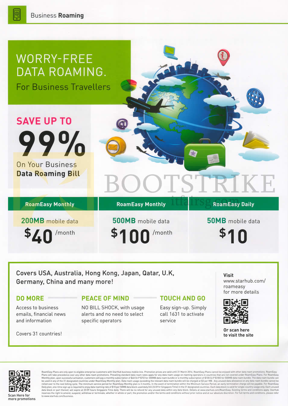 IT SHOW 2014 price list image brochure of StarHub Business Data Roaming 200MB, 500MB, 50MB