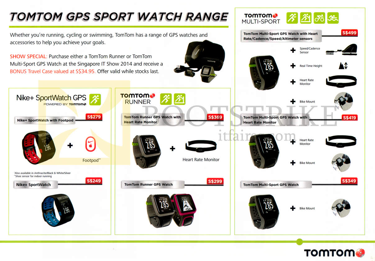 IT SHOW 2014 price list image brochure of Tomtom GPS Sport Watches Nike Plus SportWatch, Tomtom Runner GPS Watch