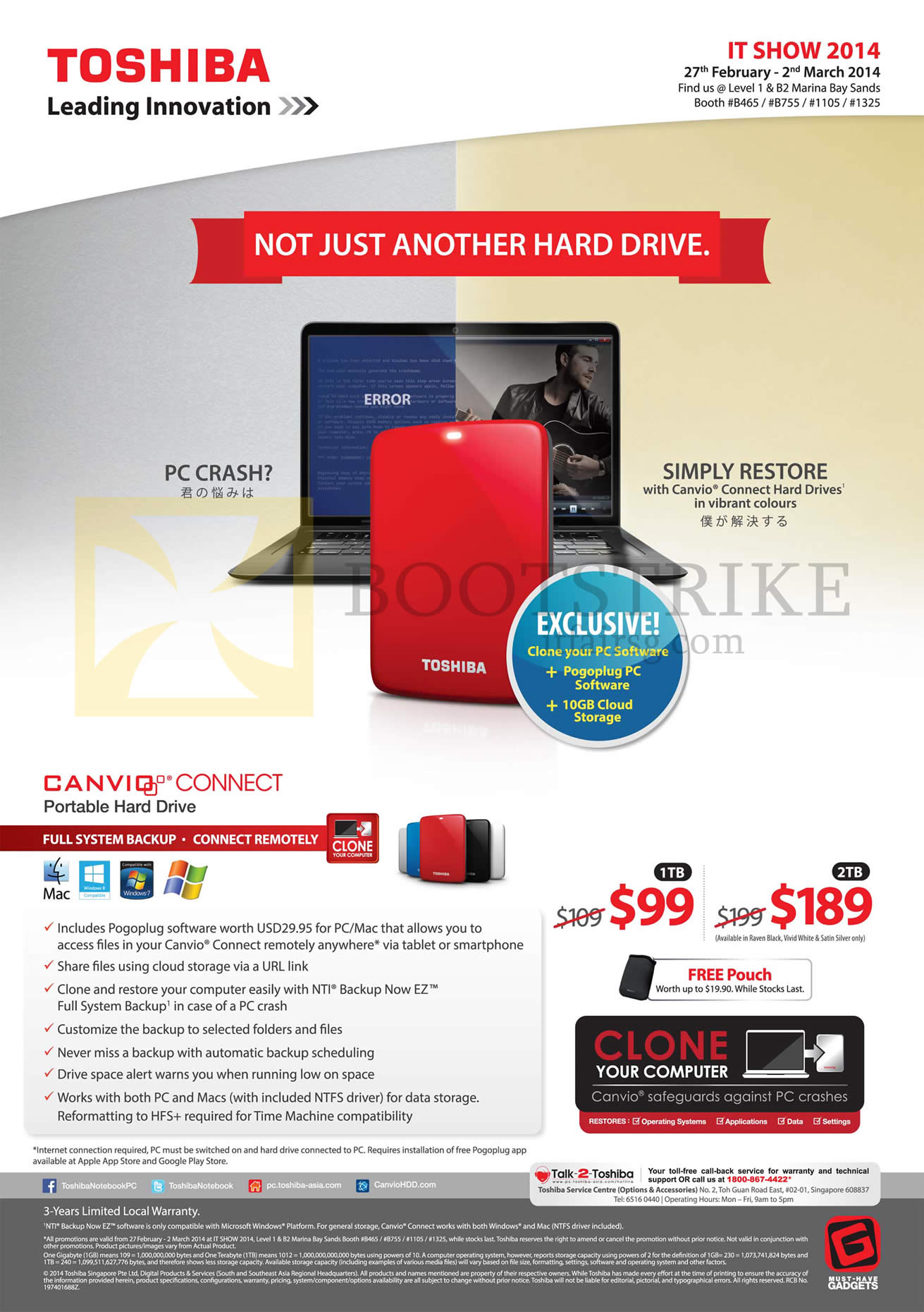 IT SHOW 2014 price list image brochure of Toshiba External Storage Canvio Connect 1TB 2TB