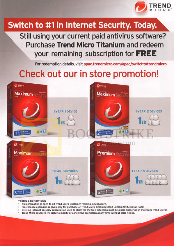 IT SHOW 2014 price list image brochure of Trend Micro Software Switch Redeem