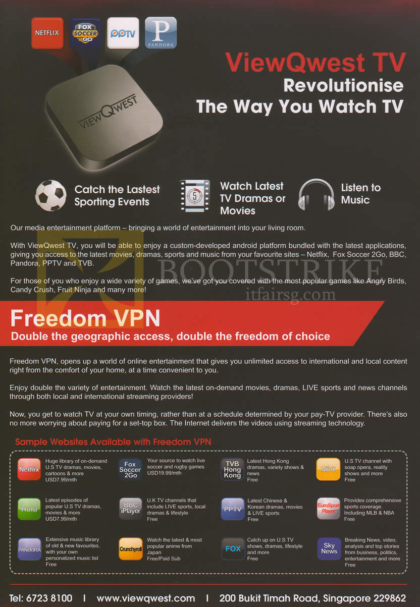 IT SHOW 2014 price list image brochure of ViewQwest TV, Freedom VPN
