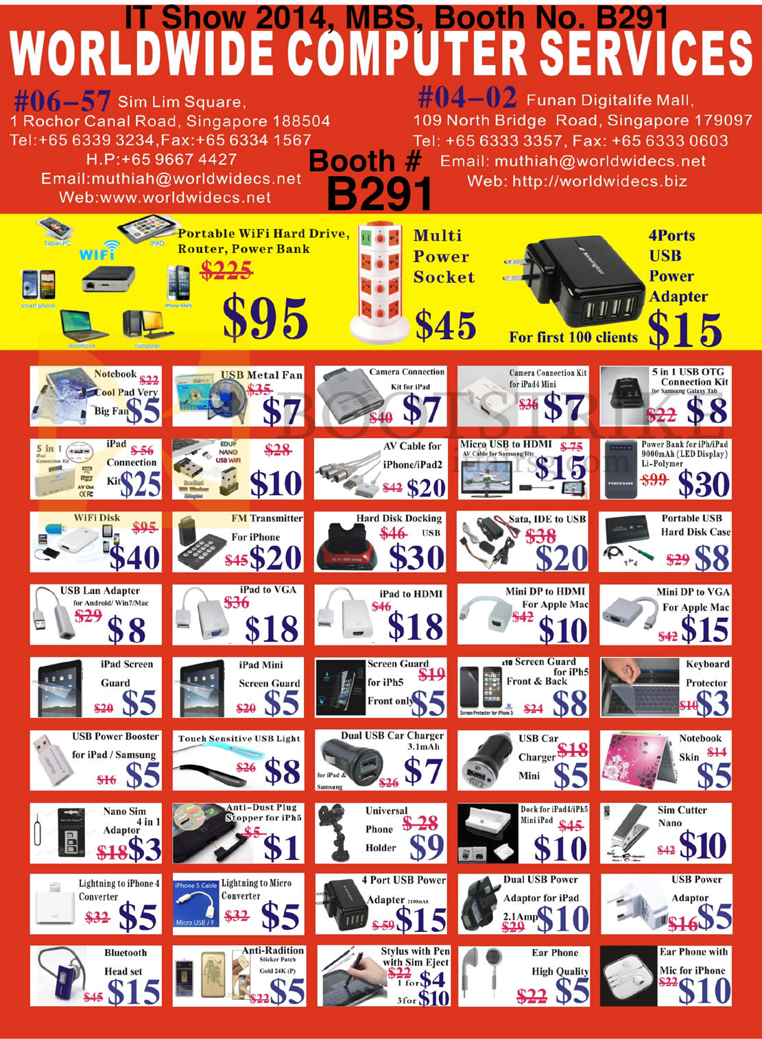IT SHOW 2014 price list image brochure of Worldwide Computer Services Accessories, Hard Disk Docking Station, 3G Dongle, FM Transmitter, Powerbank, Notebook Cooler, Screen Protector
